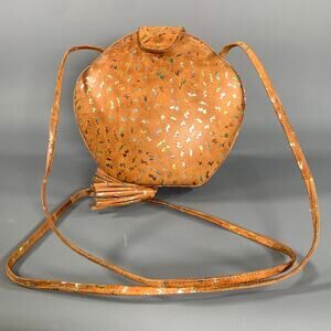 BARBARA BOLAN Tan Metallic Leather Shoulder Bag Handbag